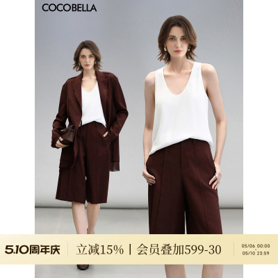 COCOBELLA设计感立体裤线五分西裤女春百慕大短裤休闲裤SO7003