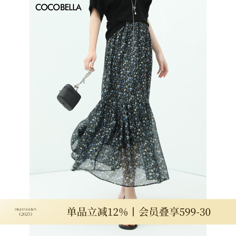 COCOBELLA抽褶碎花半身裙