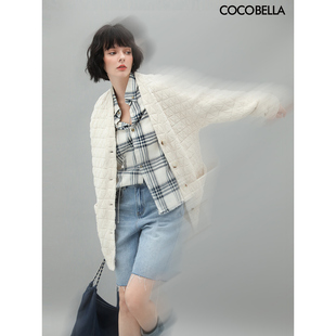 [断码清仓]COCOBELLA几何绗缝外套休闲舒适裸领开衫上衣SC901