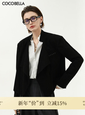 COCOBELLA设计师款装饰线西装女可脱卸撞色袖假两件外套SI3019
