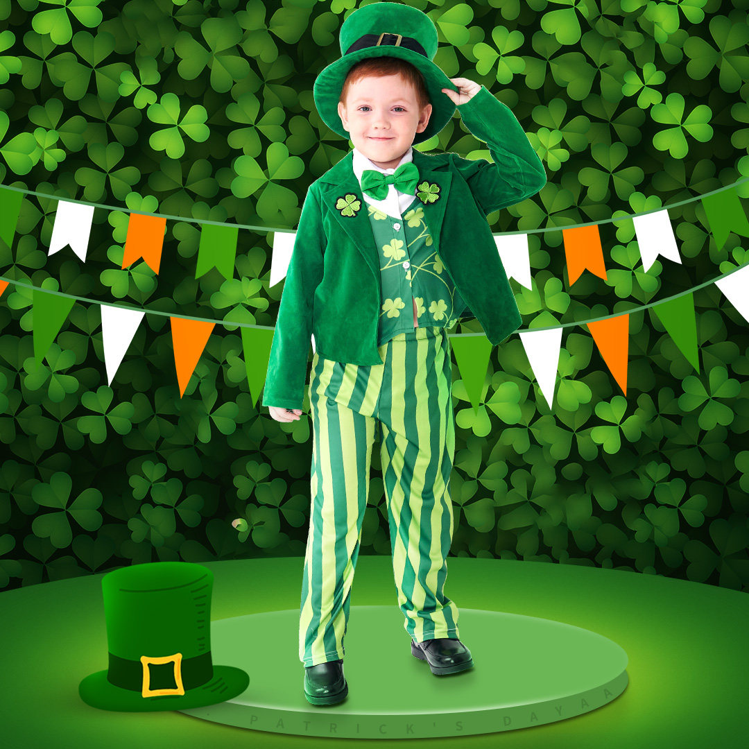 St. Patrick's Day圣帕特里克节绿色节爱尔兰妖精三叶草小西装服