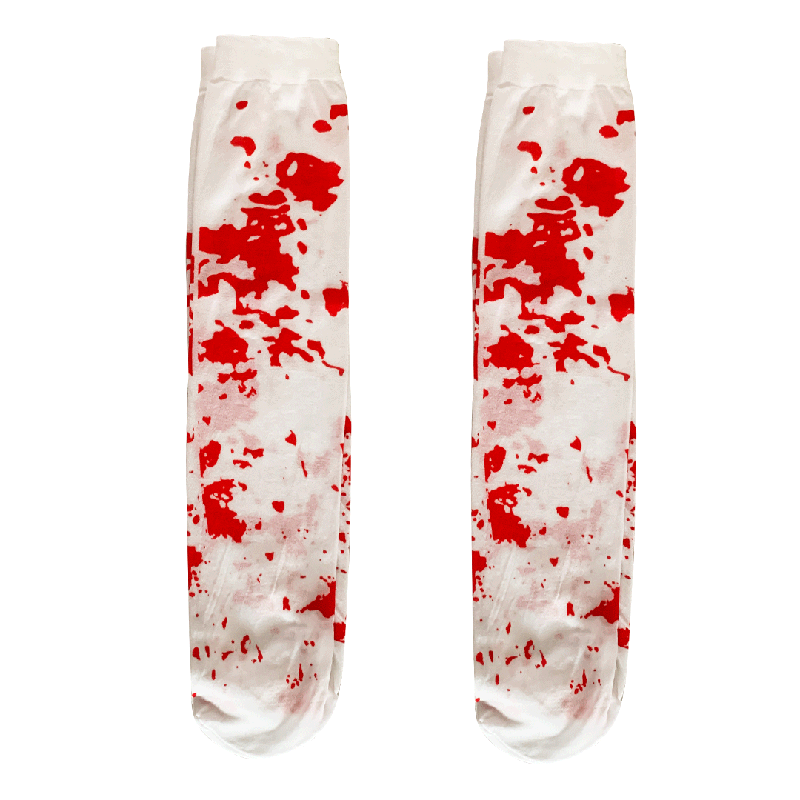 万圣节儿童亲子cosplay天鹅 绒丝袜恐怖血腥护士带血血袜演出装饰