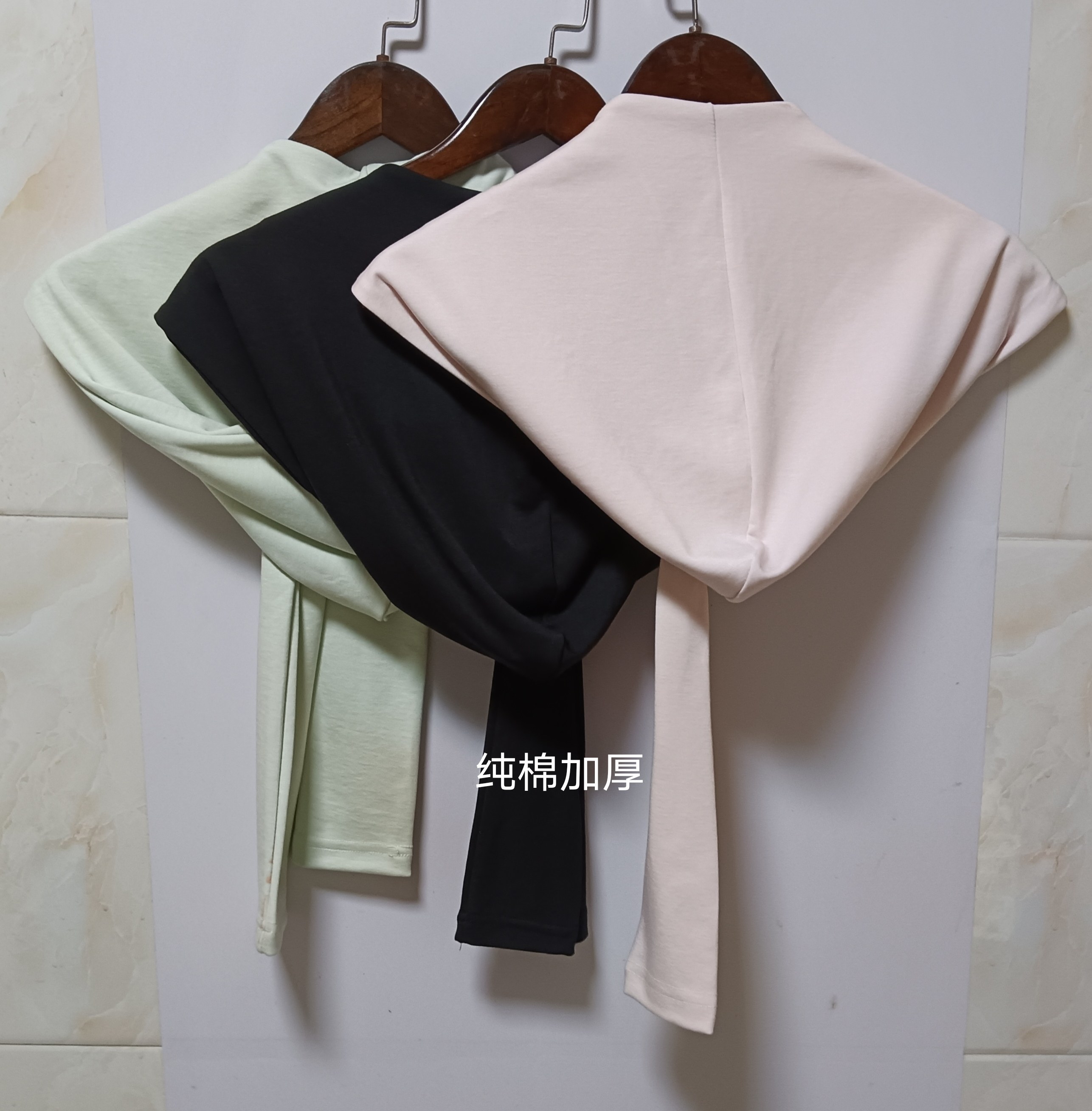 纯棉带帽披肩秋冬时尚保暖连帽一体装饰围脖防寒护颈加厚两用围巾