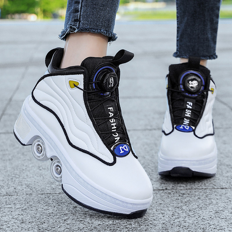 新款儿童暴走鞋女童双排轮变形鞋秋冬高颜值滑轮鞋学生运动溜冰鞋