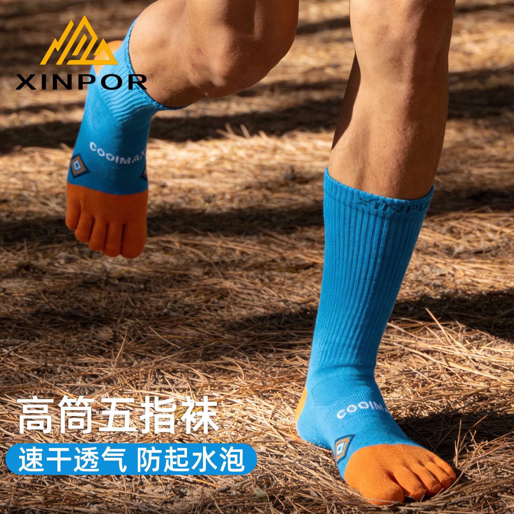 XINPOR专业运动五指袜高简跑步马拉松健身徒步登山防滑速干