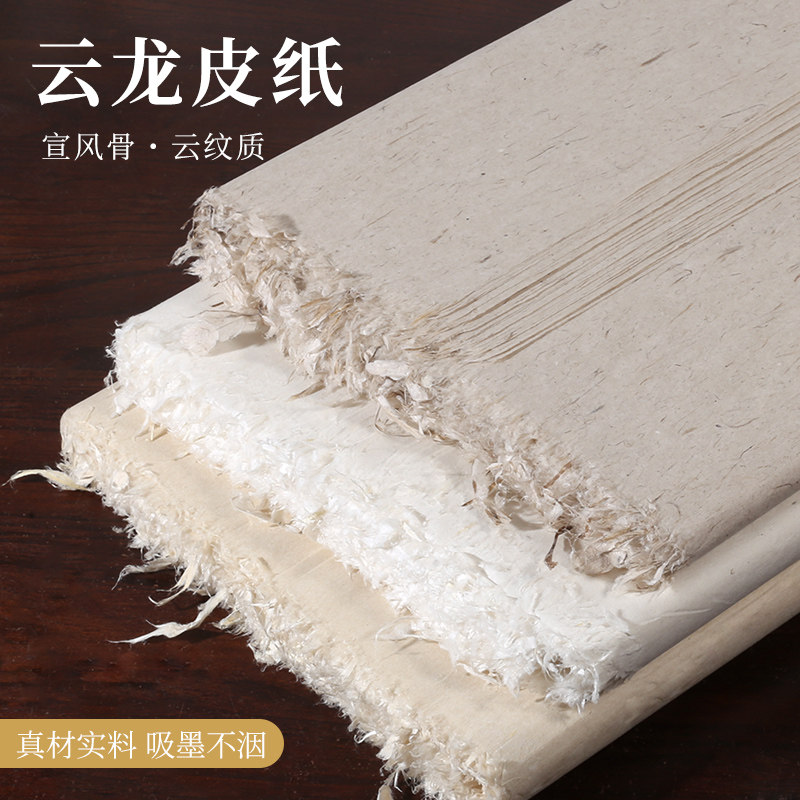 云龙皮纸云纹宣纸真材实料加厚古色古香文艺四尺对开本色白色仿古
