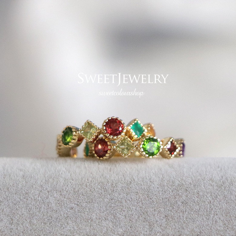 银镀金天然彩宝透辉石耳圈