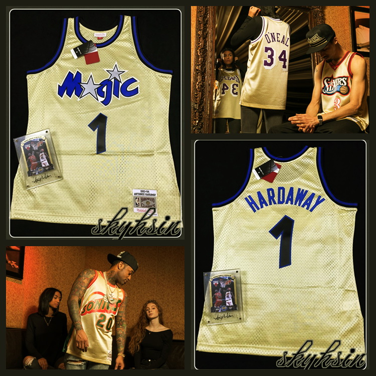 m&n hardaway 便士哈达威复古球衣 魔术93-94mn金色gold限量球服
