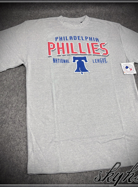 美职棒费城人队复古球迷T恤 Phillies美版混纺加长款短袖Tee