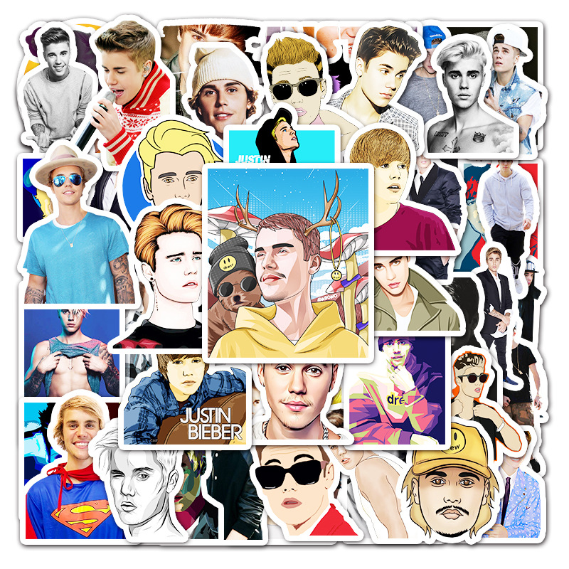 51张贾斯汀比伯涂鸦防水贴纸