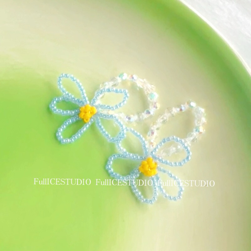 冰镇花园新款串珠弹力绳指环戒指