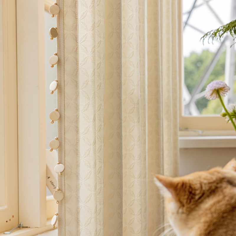 阳台客厅棉麻窗纱素色时光