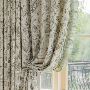 新款中古风轻法式美式雪尼尔提花遮光窗帘定型客厅卧室 绮梦花园