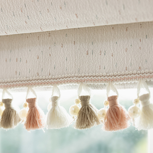 升降窗帘 ins奶油风甜心派儿童房卧室全遮光罗马帘 25年新款 法式