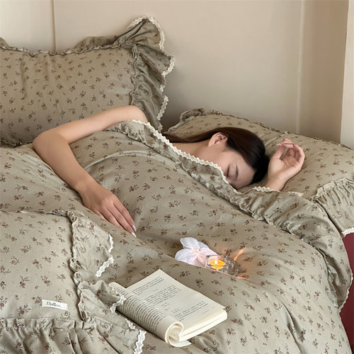 HJ法式全棉纯棉双层纱四件套