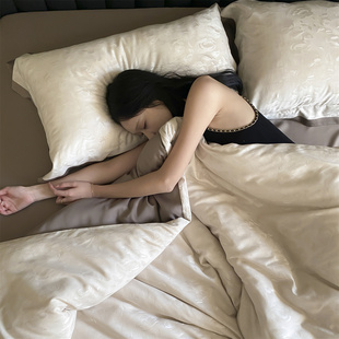 HJ2026新款 轻奢高级感高支天丝棉四件套纯棉全棉床单被套床上用品