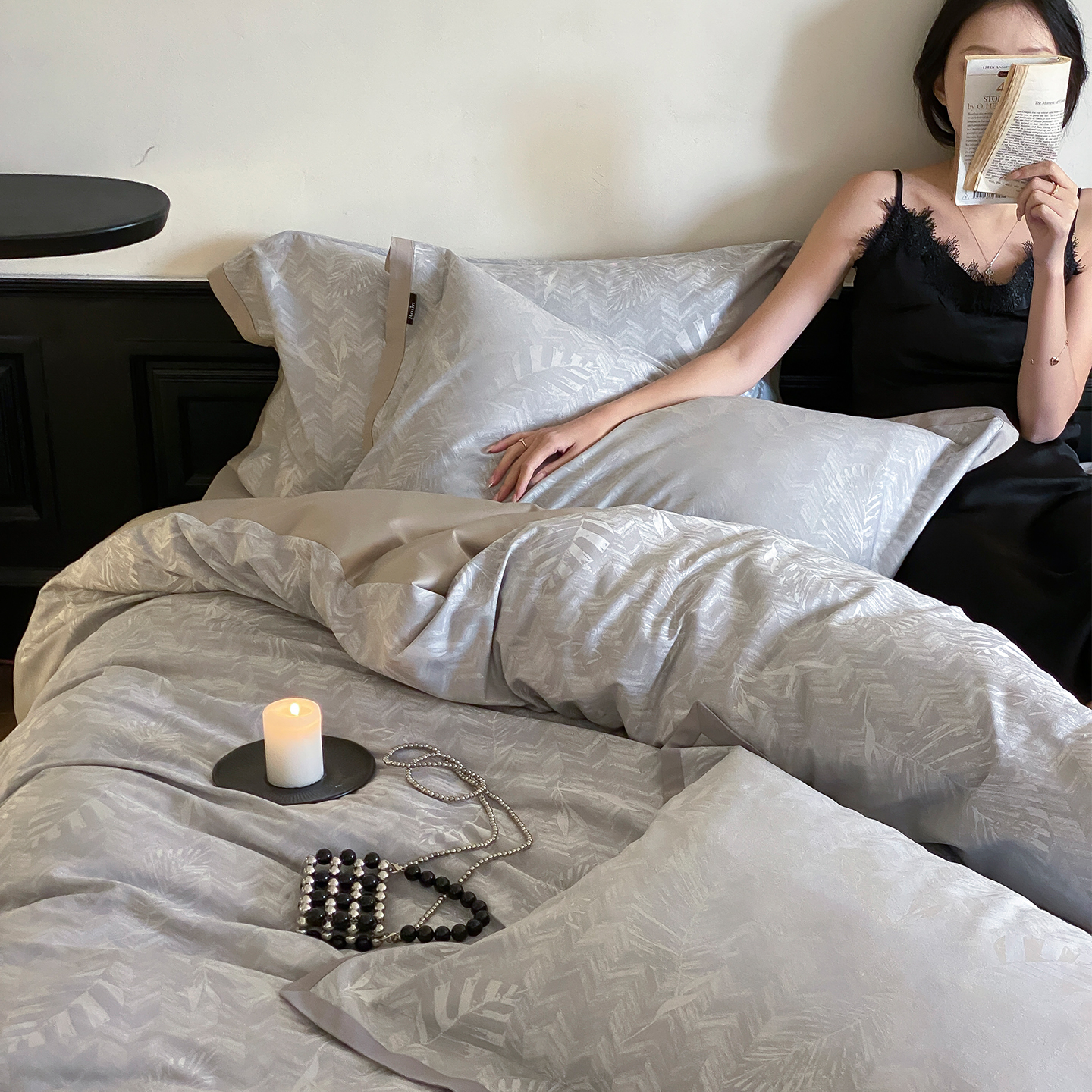 天丝棉大提花四件套裸睡级柔滑