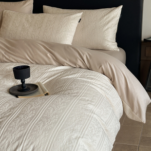 HJ新款 提花A类纯棉全棉150x200x230cm被罩三件套 高级感被套单件