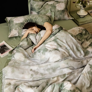 轻奢 天丝四件套莱赛尔冰丝真丝被套床单夏季 HJ2026新款 超级好看
