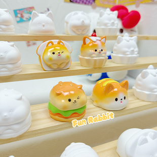 面包小狗3D立体石膏娃娃diy填涂色香薰摆件儿童涂鸦彩绘小号白胚