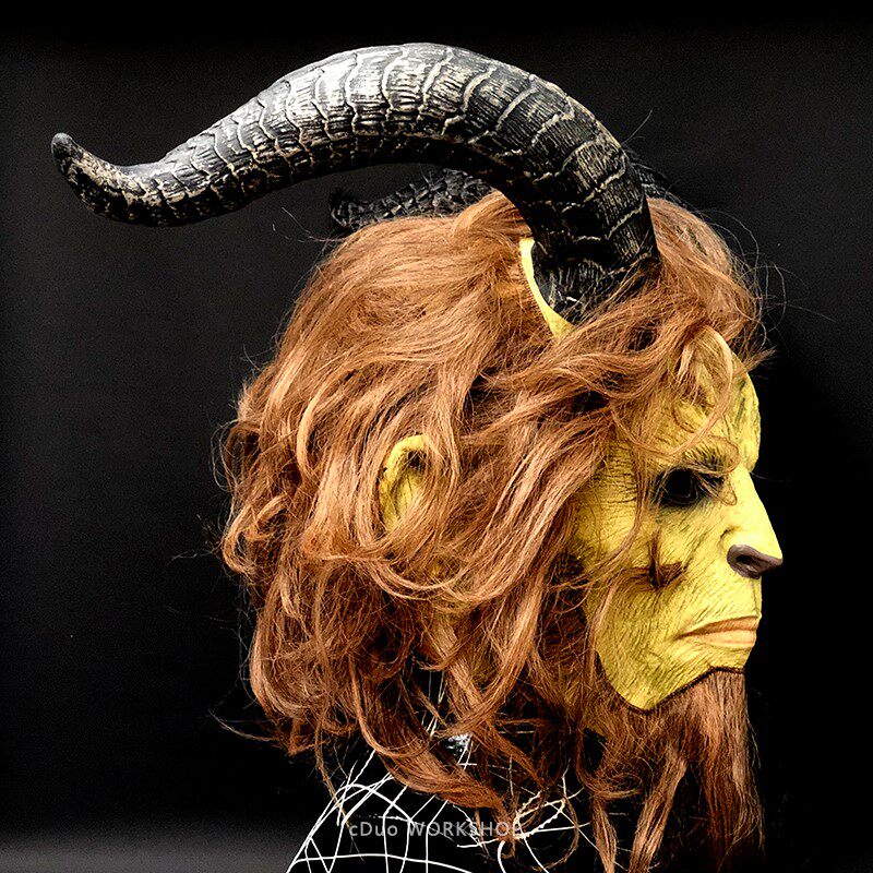 万圣节美女与野兽头套 真人可戴影视演出舞会道具 王子恐怖鬼面具