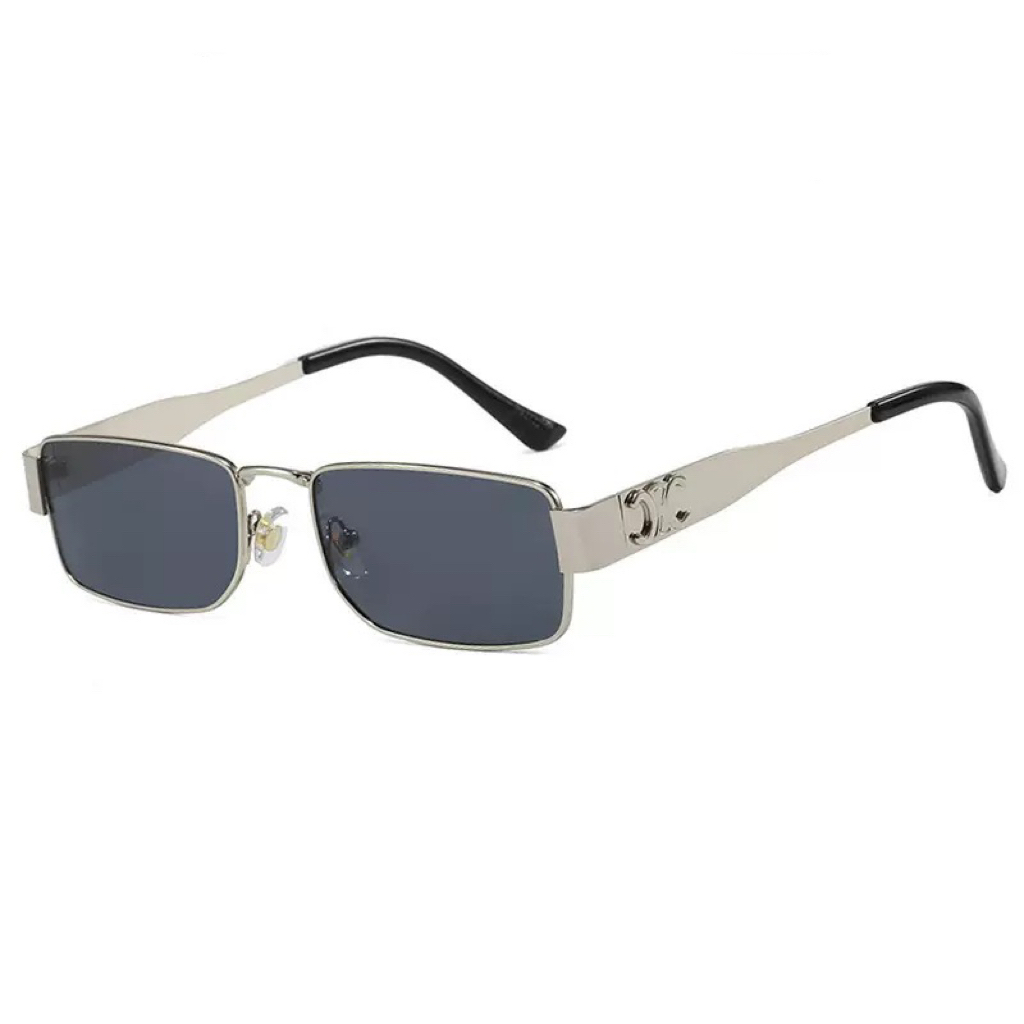 港风复古高级感金属方形窄框墨镜女潮个性凹造型蹦迪街拍太阳眼镜