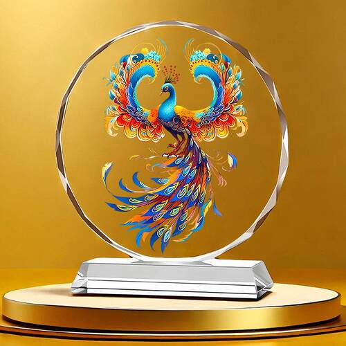 凤凰水晶饰品瑞丰盛祥客厅入口高端家装工艺品开幕礼品桌