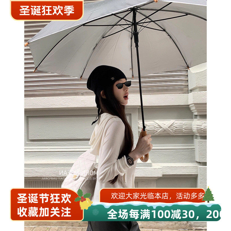 早安樊樊「把妹王」白色连帽卫衣拉链外套女薄款斜肩短款开衫上衣