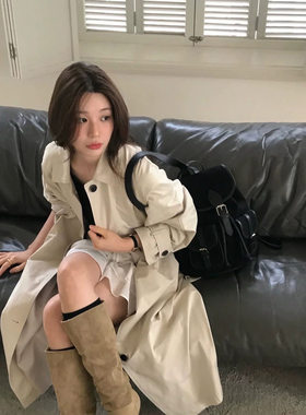 现 2025秋季新款韩国设计师archie jtou海军风单排扣立领风衣