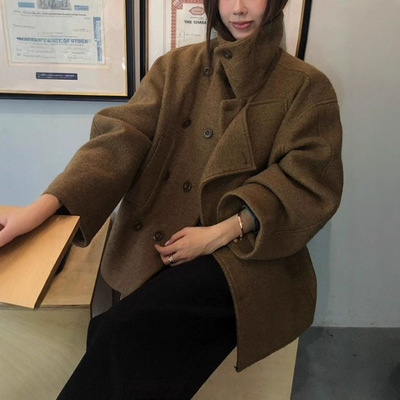 Ranwe年度重磅金敏喜 lemai同款翻领绵羊毛呢子大衣外套短外套