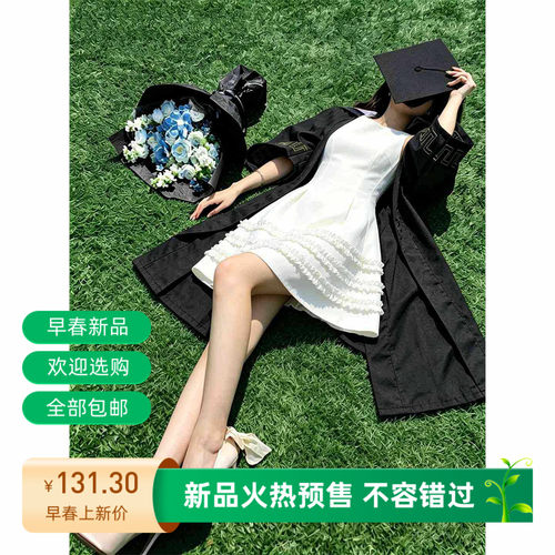 学士服内搭白色无袖连衣裙女夏日韩系绝美小白裙子初恋短裙子套装