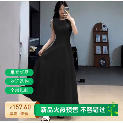 黑色连衣裙长款女夏日绝美小裙子赫本风毕业礼服2026新款夏季穿搭