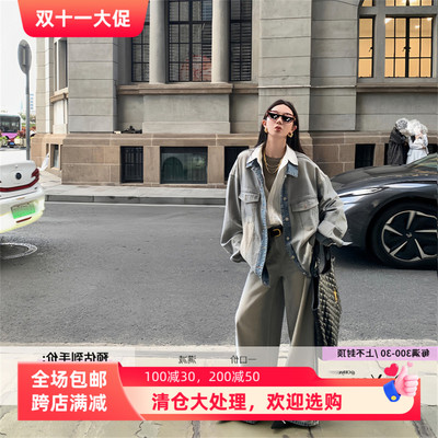 区区欧阳 双面穿牛仔外套女秋季宽松复古夹克设计感小众休闲上衣