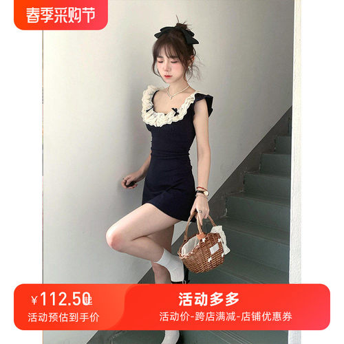 夏日绝美小裙子性感纯欲连衣裙女小个子韩系独特漂亮掐腰包臀短裙