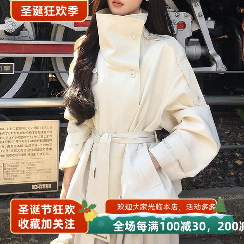 巨好看的早秋风衣外套女2025新款立领收腰短款卡其色大衣