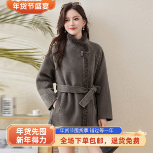 2026秋冬新款高级感双面羊毛大衣女中长款韩版宽松羊毛呢子外套潮