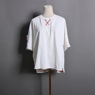 T恤女日常简约百搭上衣 木耳边宽松休闲运动短袖 2026年春夏季 新品