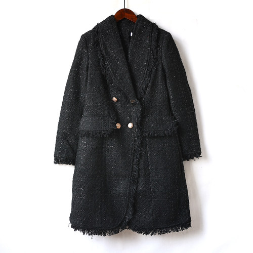 2025年小香风千斤名媛秋冬季女式时尚简约粗花呢大衣百搭通勤外套