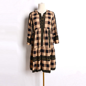 春秋新品 连衣裙学院风连衣裙潮 减龄格子宽松显瘦中长款 女装 时尚