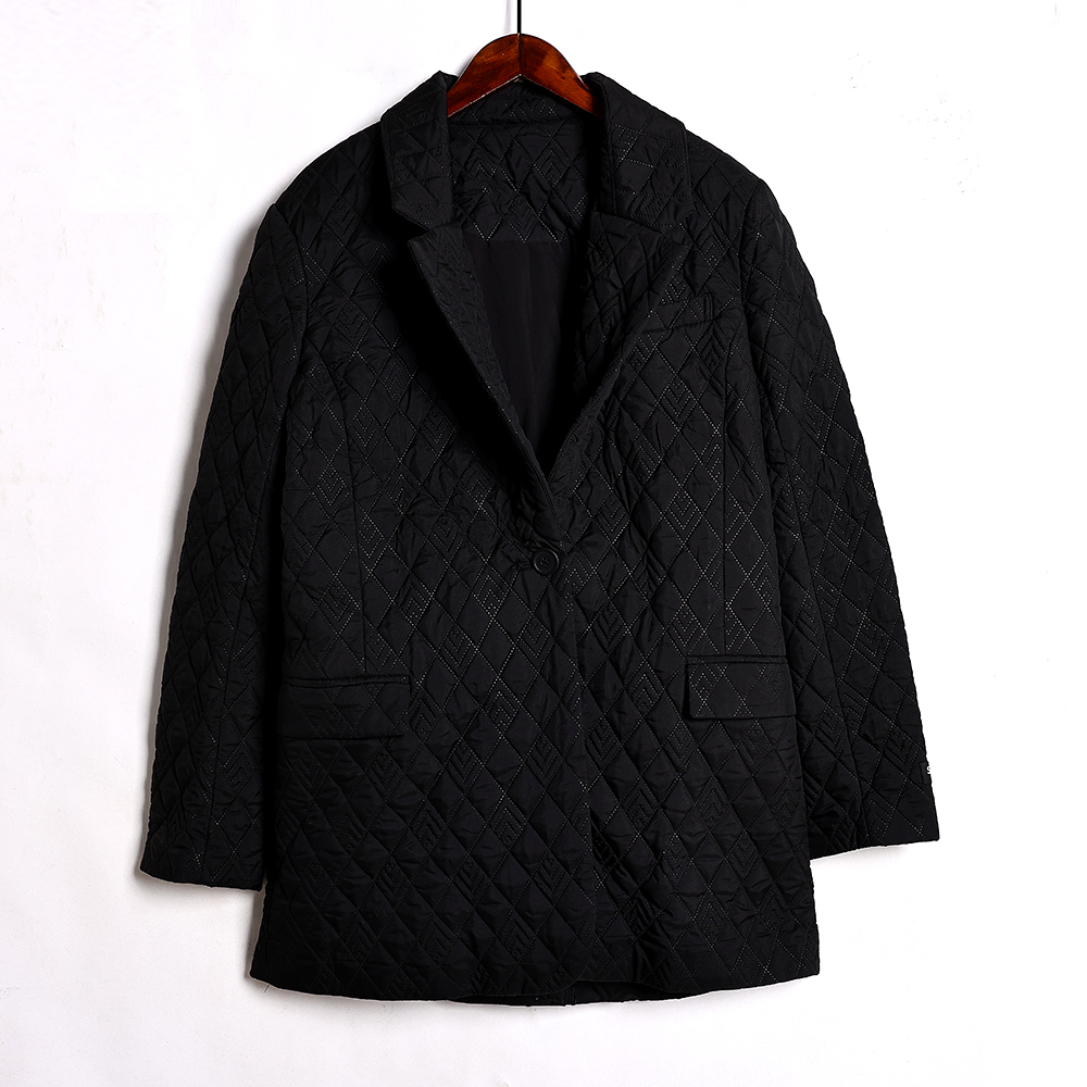 2025秋季新款简约一粒扣时尚通勤OL西装外套百搭纯色长袖菱格西服