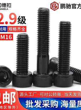 M2-M10M12M16鹏驰12.9级螺丝高强度合金钢螺钉杯头加长黑色内六角