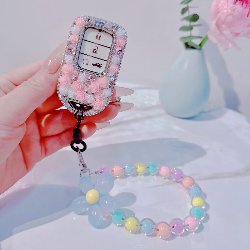 适合本田crv钥匙套女可爱十代思域雅阁全包防摔手工镶钻钥匙扣壳