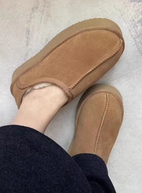 澳洲TASMAN AUS秋冬女鞋厚底羊毛包子鞋雪地靴浅口一脚蹬保暖5870