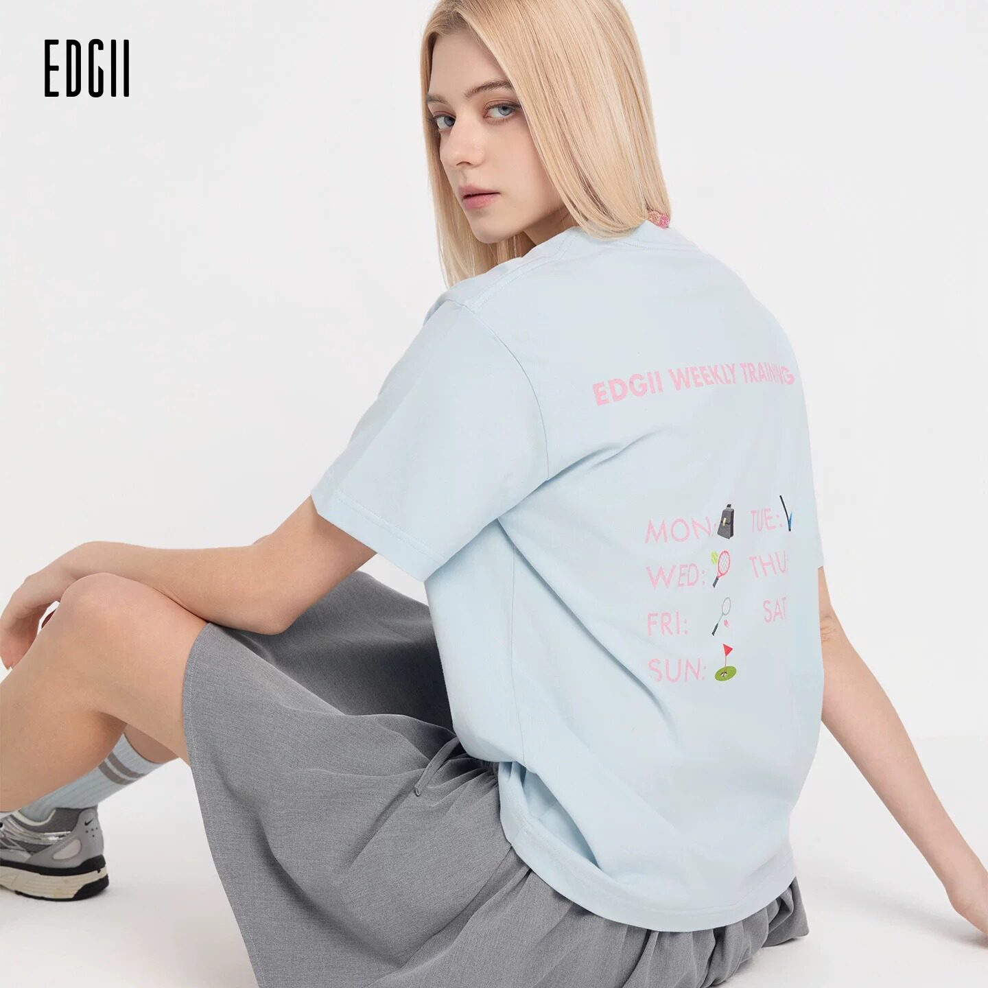 Edgii短袖T恤女2026春季新款潮牌字母印花小众设计感上衣