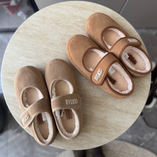 澳洲OZWEAR秋冬女鞋玛丽珍羊毛平底鞋魔术贴设计EVA超轻发泡底970