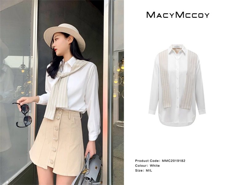 MacyMccoy带袖披肩衬衫轻薄垂感衬衫面料 宽松廓形MMC2019182|ruв категории Женская одежда, рубашка - от Buy2taobao.com для оказания профессиональной услуги покупки агента Taobao