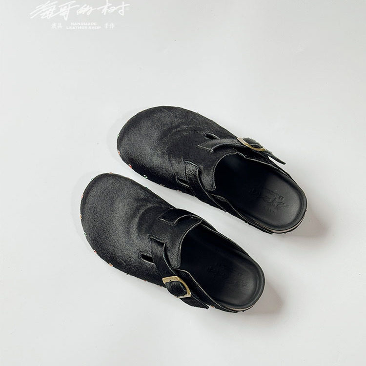 冷狗专享｜霓虹印象马毛勃肯鞋BK13&middot;复古厚底真皮女鞋休闲拖鞋