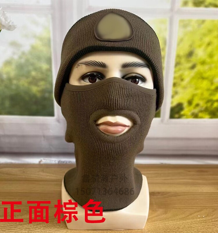 새 갈색 방한 후드 순찰 보호 마스크 사이클링 따뜻한 니트 모자 세트 국경 목자 훈련 후드