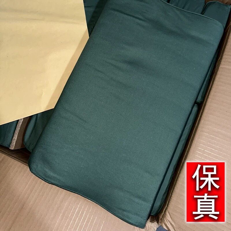 军绿色硬质棉高低护颈助眠枕头