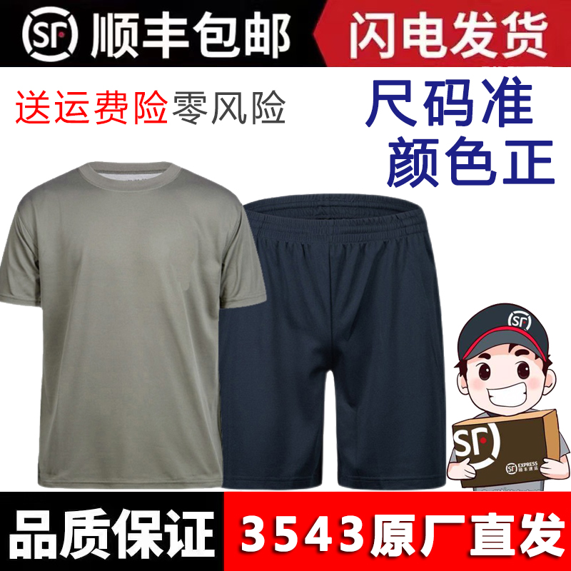 正品3543体能服男夏季训作服体能训练服套装圆领运动T恤短袖短裤 运动服/休闲服装 运动T恤 原图主图